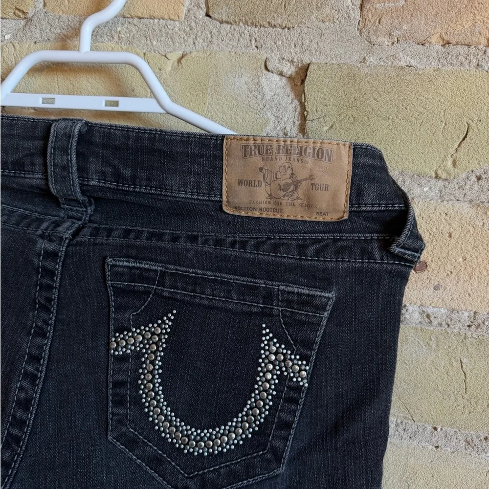 True Religion Dark Gray Flare Jeans - Picture 4 of 5